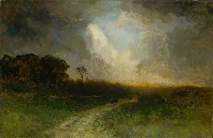 Vastness Collection: Untitled (landscape, man on horse), 1884. Creator: Edward Mitchell Bannister