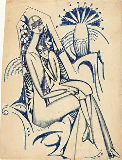 Tenderness Prints: Untitled (Mother and daughter), c1912. Creator: Souza-Cardoso, Amadeo de (1887-1918)