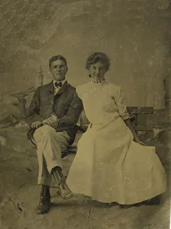Ferrotype Prints: Untitled (Portrait of Seated Man and Woman), 1850 / 99. Creator: Unknown