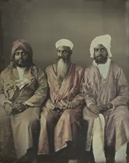 Images Dated 21st October 2021: Untitled (Portrait of Three Seated Men Wearing Turbans), 1853. Creator: William Johnson