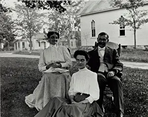 Check Prints: Untitled (Portrait, Two Women and Man), c1900, printed 1980. Creator: Unknown