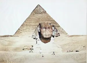 Felix Beato Prints: Untitled (Sphinx and Pyramid), c.1860. Creator: Felice Beato