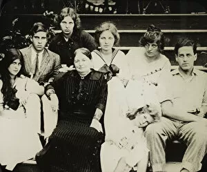 Untitled (Stieglitz's mother Hedwig with grandchildren on Oaklawn steps), c. 1916