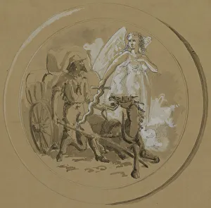Vengeance Prints: Untitled: Study of a Horsecart, 1855-1859. Creator: Alfred Jacob Miller