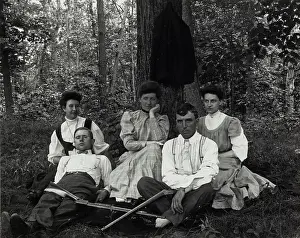 Shotgun Prints: Untitled (Three Women, Two Men), c1900, printed c1980. Creator: Unknown