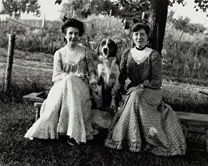 Backyard Prints: Untitled (Two Women with Dog), c1900, printed 1980. Creator: Unknown