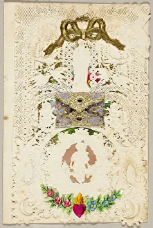 Windsor John Prints: Untitled Valentine (Antique Figures and Birds), c. 1860. Creator: John Windsor