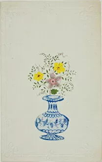 St Valentines Day Gallery: Untitled Valentine (Blue and White Vase with Flowers), c. 1850. Creator: George Kershaw