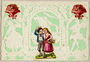 Untitled Valentine (Boy and Girl with Basket), 1850 / 59. Creator: Thomas Wood