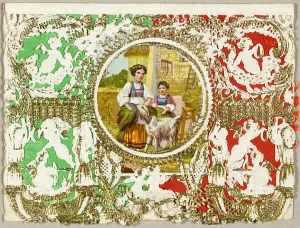 Untitled Valentine (Country Girls with Dog), 1860 / 69. Creator: Thomas Wood