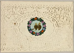 Heart Shape Prints: Untitled Valentine (Hearts on Fire), c. 1840. Creator: George Meek