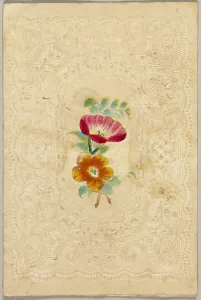 Valentines Card Prints: Untitled Valentine (Pink and Orange Flowers), c.1840. Creator: Unknown