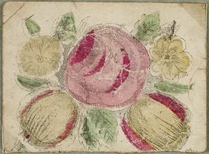 Untitled Valentine (Pink and Yellow Flowers), c.1830. Creator: Unknown