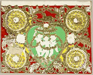 Valentines Card Prints: Untitled Valentine (Three Putti in Green Heart), 1860/69. Creator: Unknown