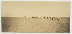 Camp De Mourmelon Collection: Untitled [visitors watching military manoeuvres], 1857. Creator: Gustave Le Gray