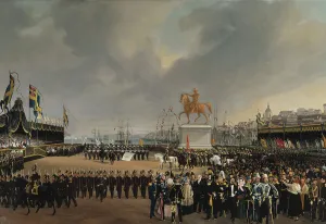The Unveiling of the Equestrian Statue of Carl XIV Johan of Sw. in 1854. Creator: Karl Stefan Bennet
