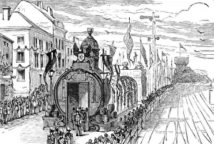 Wilhelm Friedrich Ludwig Prints: Unveiling the German National Monument at Rudesheim: the Great Tun in the main street