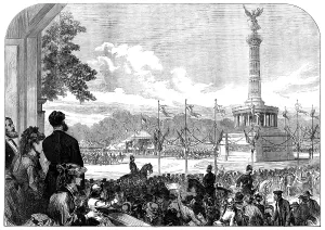 Sculptures Prints: Unveiling the Sedan Column of Victory at Berlin, 1873. Creator: Unknown