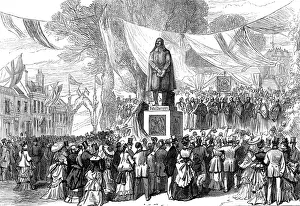 Cultural Event Prints: Unveiling the statue of John Bunyan, at Bedford, 1874. Creator: Unknown