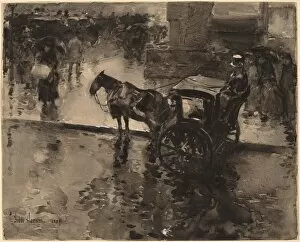 Cabbie Gallery: The Up-Tide on the Avenue, probably 1890. Creator: Frederick Childe Hassam