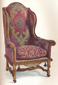 Damask Prints: Upholstered Winged Arm Chair, 1939. Artists: Otto Limited, Unknown