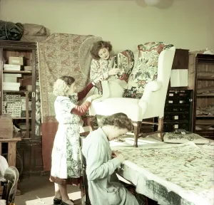 Upholsterer Prints: Upholstery room, Royal School of Needlework, c1955. Creator: Arthur Charles Kirby Ware
