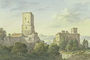 Unesco Prints: The Upper Castle (Boosenburg) and the Lower Castle (Bromserburg) near Rudesheim am Rhein