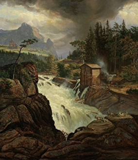 Johan Christian Clausen Dahl Prints: The upper Falls of the Labrofoss, 1855-1856. Creator: Johan Christian Dahl