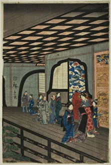 Hiroshige Utagawa Gallery: Upper Floor of the Gankiro in Yokohama (Yokohama Gankiro age), 1860