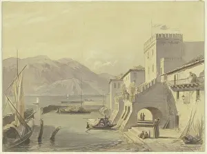 Docks Prints: Upper Italian port, 1850. Creator: Philipp Rumpf