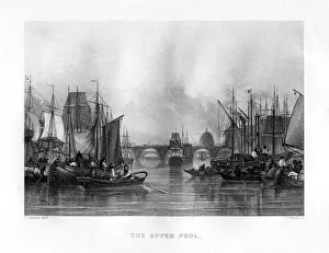J Woods Prints: The Upper Pool, London, 19th century. Artist: J Woods