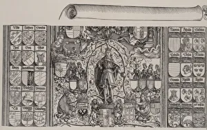 Holy Roman Emperor Gallery: The Upper Portion of the Genealogy of Maximilian; with the Right Edge of the Scroll for