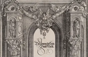 Hans Springinklee Prints: The Upper Section of the Entryway to the Central Portal with a Winged Figure Holding