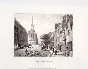 Augustus Charles Prints: Upper Street, Islington, London, 1819