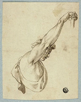 Pen And Ink Drawing Collection: Upper Torso with Upstretched Arms, n.d. Creator: Unknown