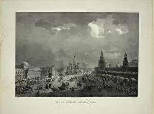 Upper Trading Rows at the Red Square in Moscow, c. 1830. Artist: Cadolle, Auguste Jean Baptiste Antoine (1782-1849)