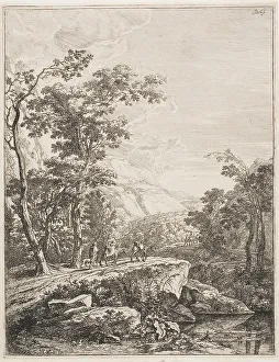 Both Jan Prints: Upright Italian Landscapes: Woman on a Mule, n.d. Creator: Jan Dirksz Both