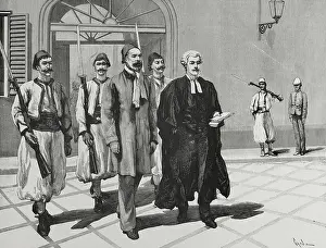 Courtyard Prints: Urabi and the Honourable Mark Napier on their way from the prison to the Court