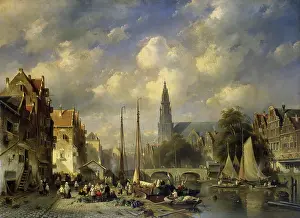 Rowing Boat Prints: Urban Landscape, 1856. Creator: Charles Henri Joseph Leickert