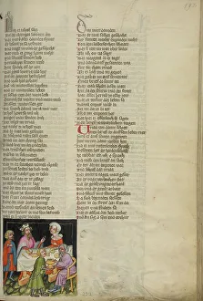 Deception Prints: Uriah at David's Table; Weltchronik, about 1400-1410. Creator: Unknown