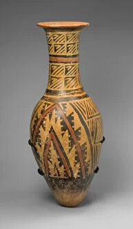 Urn Painted with a Geometric Textile-like Pattern, A.D. 1100/1500. Creator: Unknown