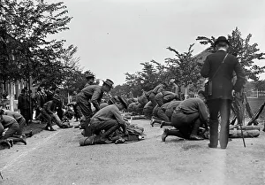 Knapsack Prints: U.S. Army Inspection, 1910. Creator: Harris & Ewing