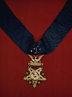 Star Shapes Gallery: U.S. Army Medal of Honor with neck band, between 1941 and 1945. Creator: Unknown