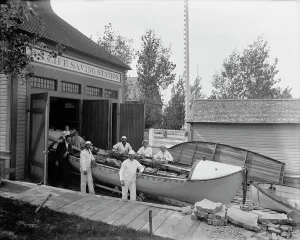 Boathouse Prints: U.S. Life Saving Station, Macatawa Park, Mich. between 1890 and 1901. Creator: Unknown