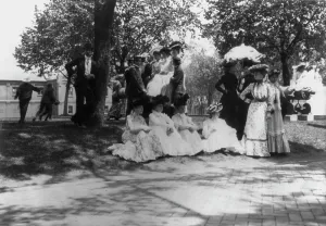 Naval Academy Prints: U.S. Naval Academy, Annapolis: cadets and women on lawn