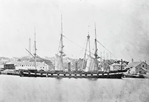 Glass Negatives Gmgpc Prints: U.S. Navy - Unidentified Ship, with Auxilliary Steam Power At Boston Navy Yard