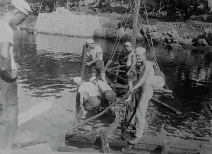 Targets Prints: U.S. sailors build targets, between c1915 and c1920. Creator: Bain News Service