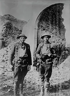 Us Soldier Prints: U.S. soldiers & German pistol, 11 Mar 1918