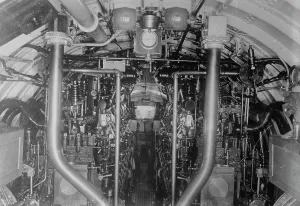 Submarine Prints: U.S. Submarine, Amidships, looking aft