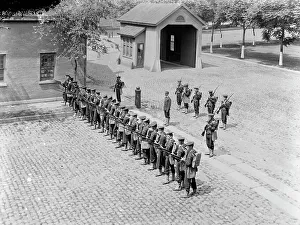 Navy Yard Prints: U.S.S. Boston, riot drill at Brooklyn Navy Yard, between 1890 and 1901. Creator: Unknown